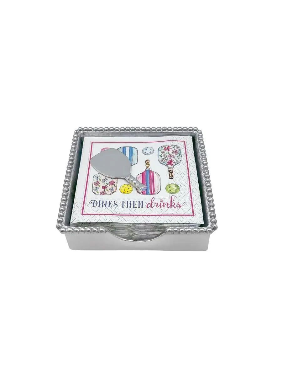 Набор для салфеток с подстаканником из алюминия, с бисером Mariposa — изображение 1 из 4, серебряный