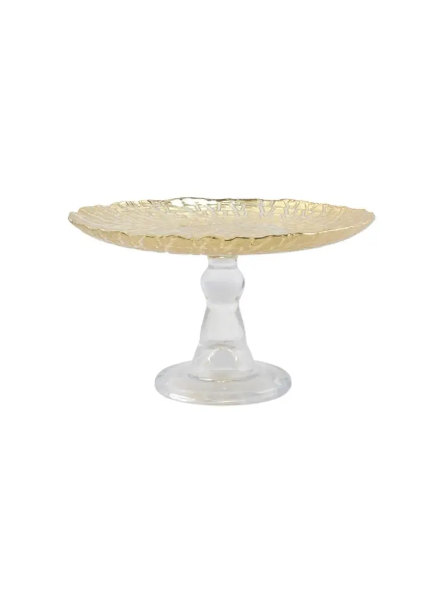 Подставка для торта Rufolo Glass Gold Crocodile Small Canter Stand Vietri — изображение 1 из 2, золото