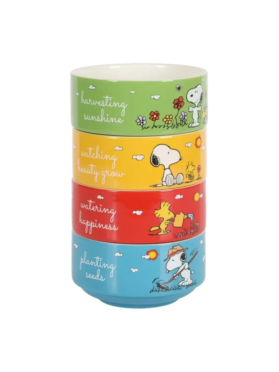 Набор из 4 штабелируемых декоративных керамических мисок Snoopy высотой 14 см Peanuts — изображение 4 из 10