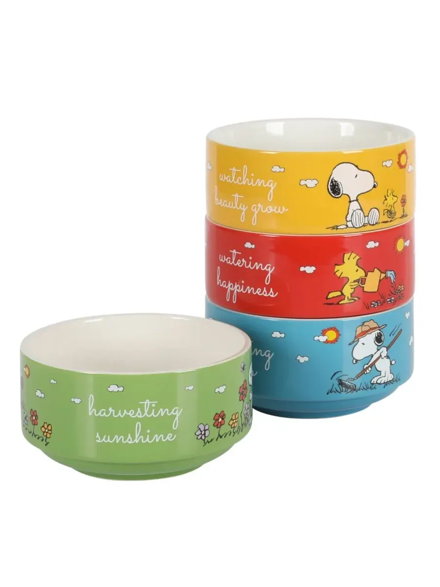 Набор из 4 штабелируемых декоративных керамических мисок Snoopy высотой 14 см Peanuts — изображение 5 из 10