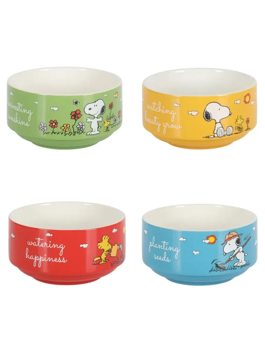 Набор из 4 штабелируемых декоративных керамических мисок Snoopy высотой 14 см Peanuts — изображение 10 из 10