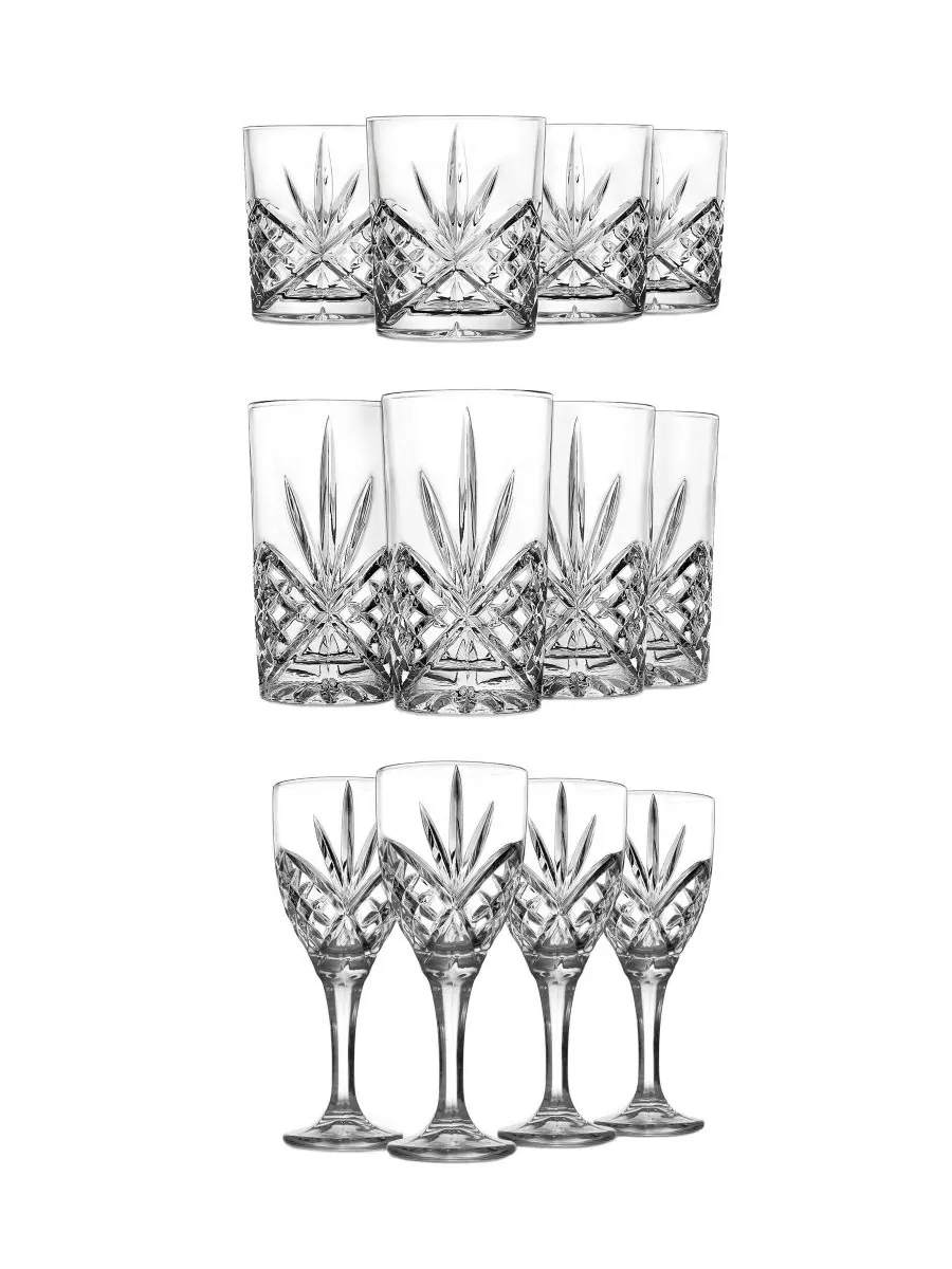 Набор посуды Dublin Crystal из 12 предметов: бокал для виски Double Old Fashioned, кубок и бокал — изображение 1 из 4