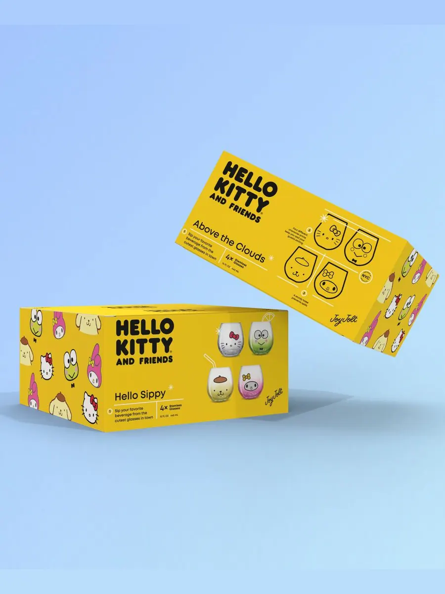 Набор из 4 стаканов Hello Kitty и Hello Sippy без ножки JoyJolt — изображение 2 из 10, мульти