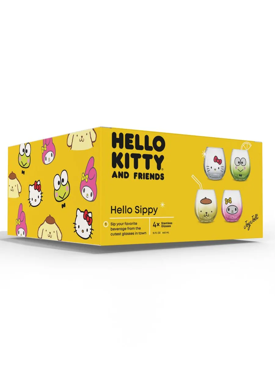 Набор из 4 стаканов Hello Kitty и Hello Sippy без ножки JoyJolt — изображение 3 из 10, мульти