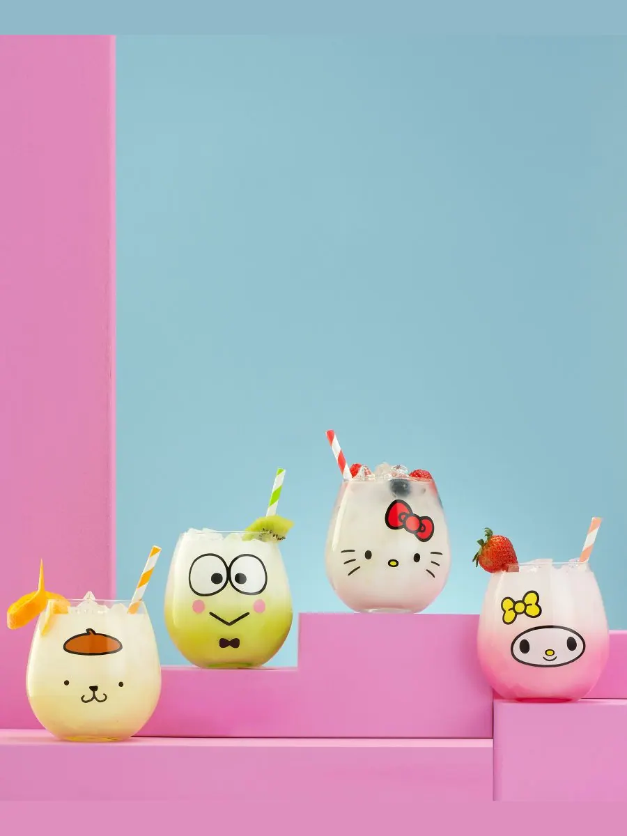 Набор из 4 стаканов Hello Kitty и Hello Sippy без ножки JoyJolt — изображение 4 из 10, мульти