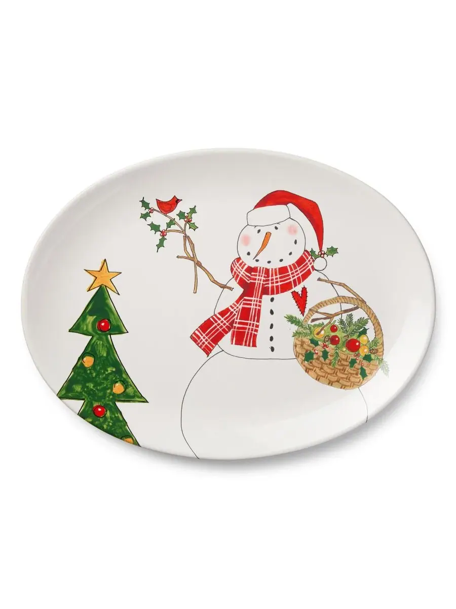 Овальное блюдо Snowman Delight, 40 x 30 см, керамическое Certified International — изображение 1 из 3, мульти
