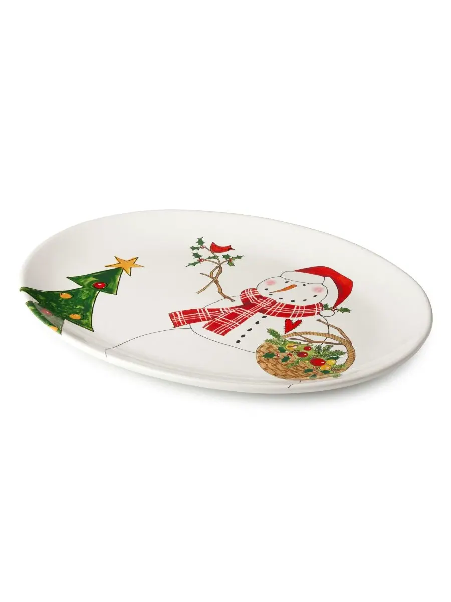 Овальное блюдо Snowman Delight, 40 x 30 см, керамическое Certified International — изображение 2 из 3, мульти