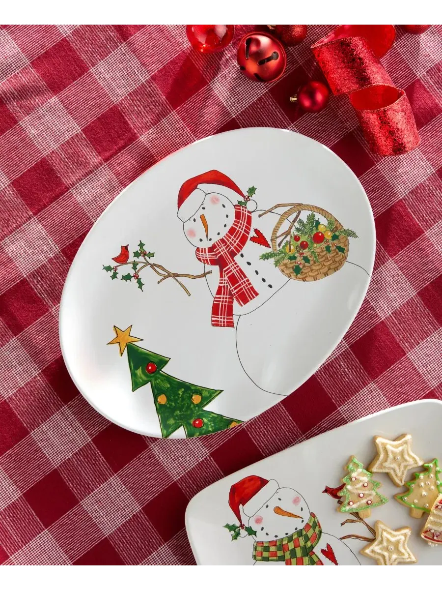 Овальное блюдо Snowman Delight, 40 x 30 см, керамическое Certified International — изображение 3 из 3, мульти