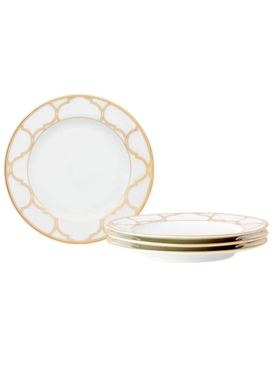 Набор из 4 тарелок для хлеба, масла и закусок Eternal Palace Gold, 17 см Noritake — изображение 1 из 13, белый золотистый