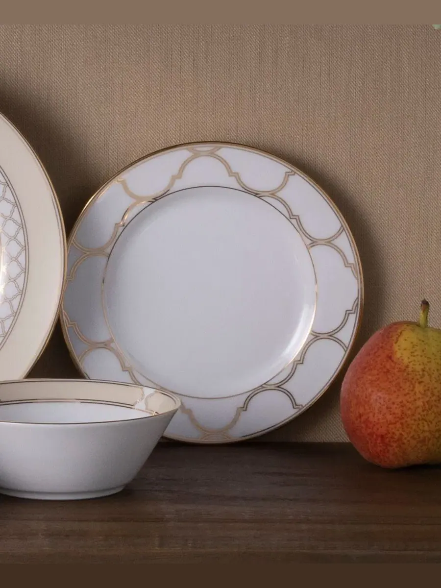Набор из 4 тарелок для хлеба, масла и закусок Eternal Palace Gold, 17 см Noritake — изображение 7 из 13, белый золотистый