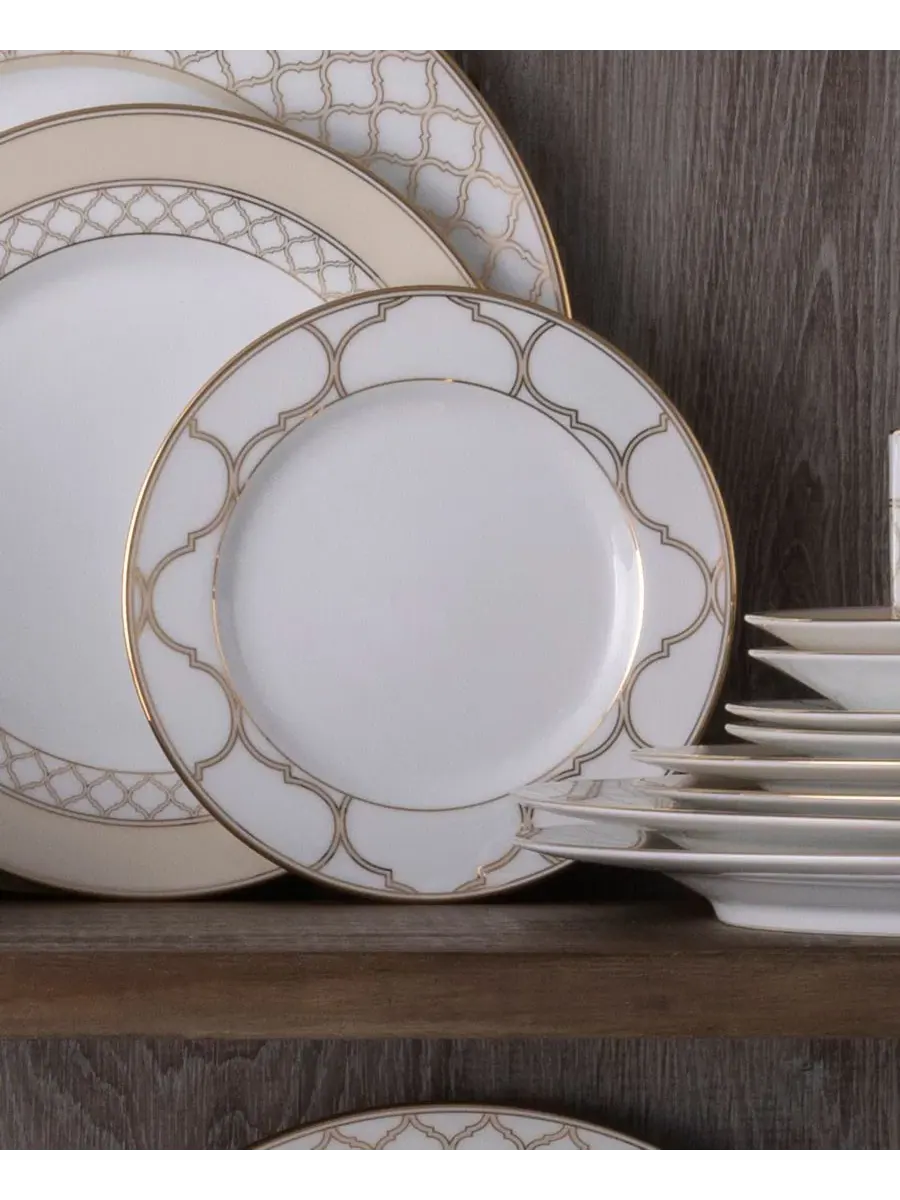 Набор из 4 тарелок для хлеба, масла и закусок Eternal Palace Gold, 17 см Noritake — изображение 8 из 13, белый золотистый