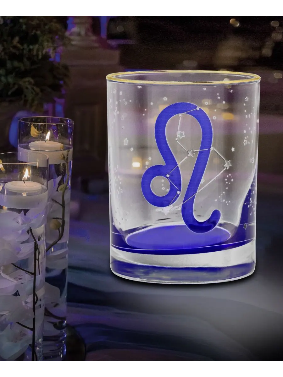 Набор из двух бокалов для виски «Leo Zodiac Double Old Fashioned Glass» Culver — изображение 3 из 4, синий