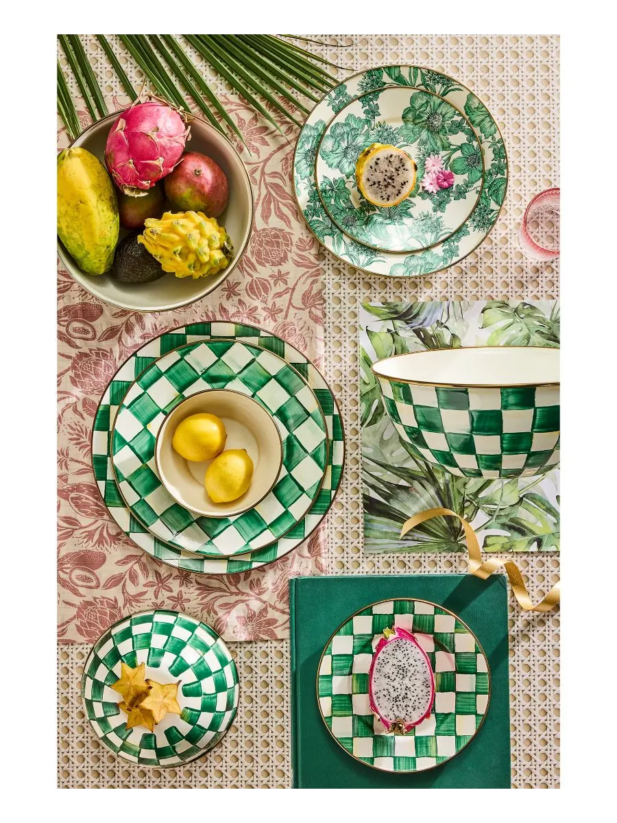 MacKenzie-Childs Небольшая повседневная миска Emerald Check, объемом 40 унций — изображение 2 из 2, изумруд