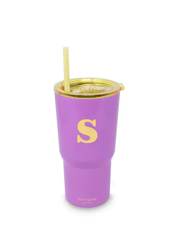 Стакан из нержавеющей стали Just Mine Initial, 20 унций, Нью-Йорк Kate Spade — изображение 1 из 2, пудровый розовый