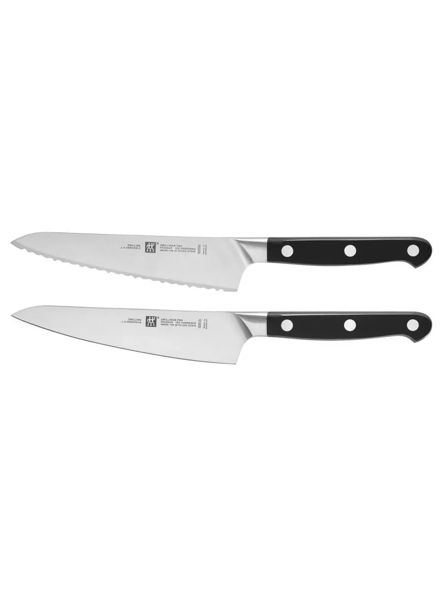 Набор кухонных ножей ZWILLING Professional S, 2 предмета, шеф-нож/универсальный серрейторный — изображение 1 из 6, черный