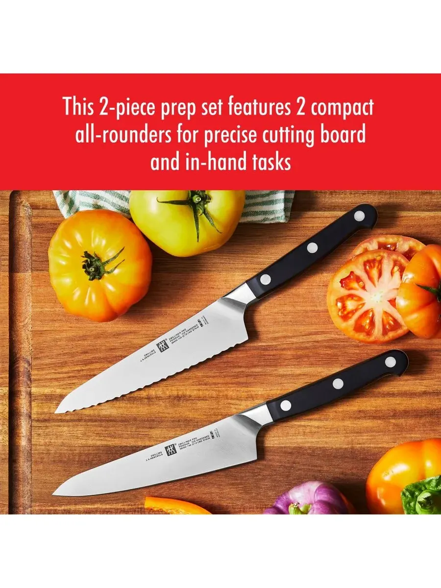 Набор кухонных ножей ZWILLING Professional S, 2 предмета, шеф-нож/универсальный серрейторный — изображение 4 из 6, черный
