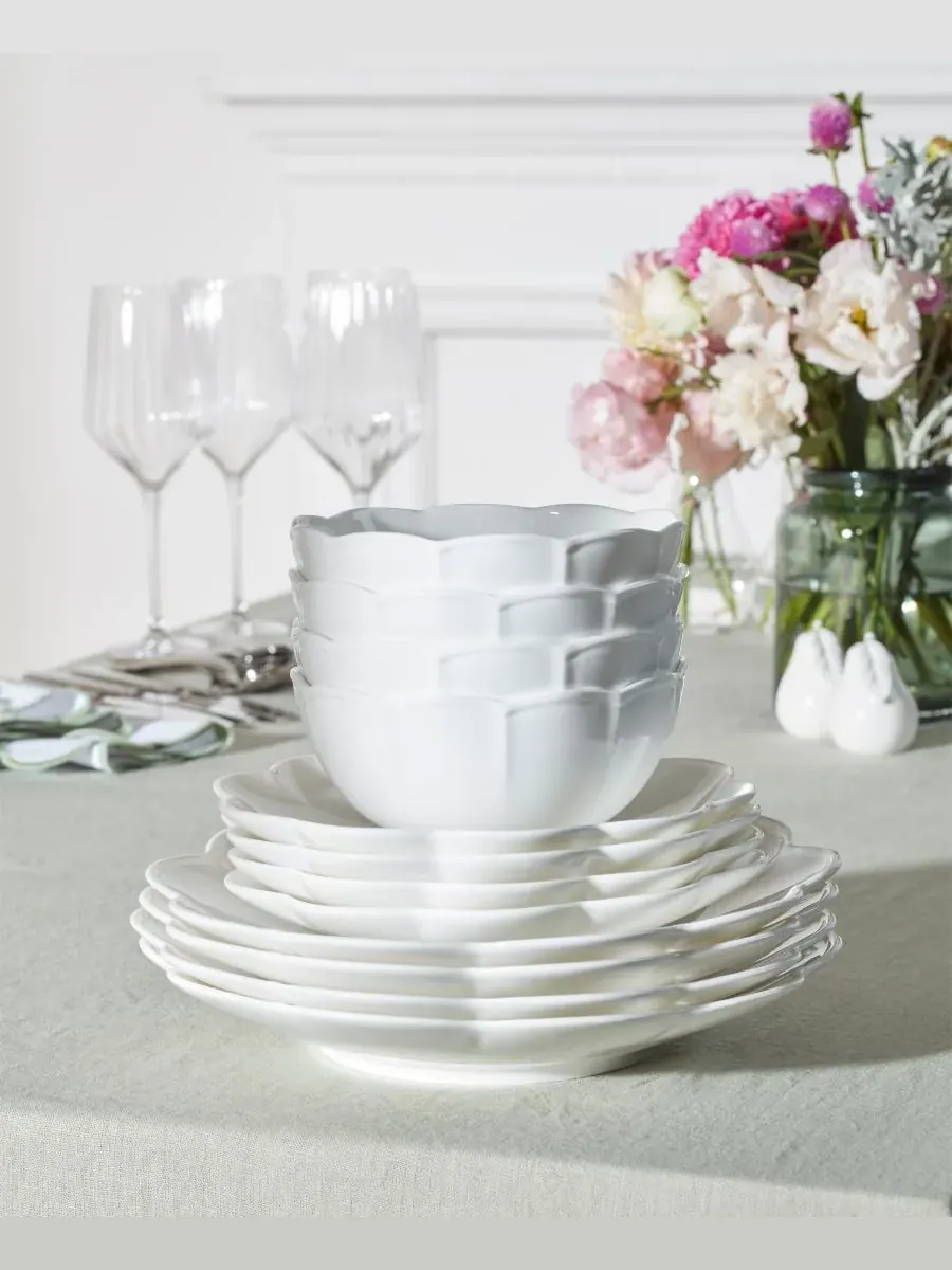 Набор посуды Studio 1414 Scallop, 12 предметов, на 4 персоны Lenox — изображение 7 из 10, белый