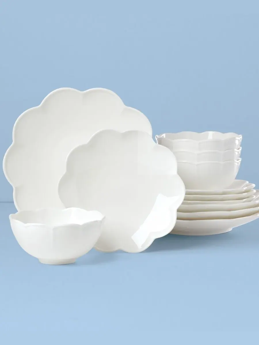 Набор посуды Studio 1414 Scallop, 12 предметов, на 4 персоны Lenox — изображение 9 из 10, белый