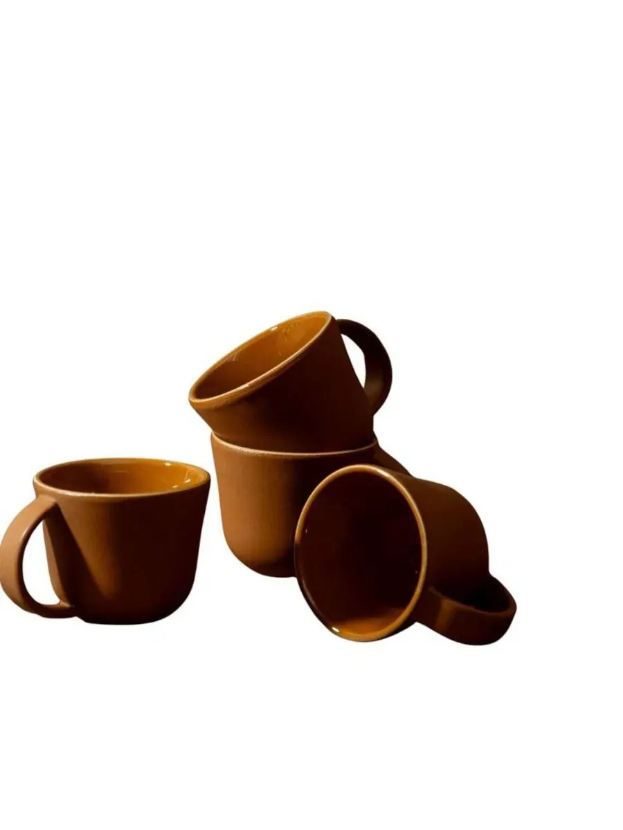 Набор из 4 кофейных кружек из керамогранита, 6.7 унции, Osun Gharyan Stoneware, Matte Terracotta