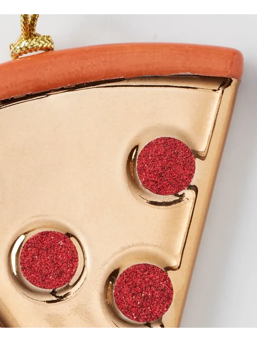 Елочная игрушка из фарфора с золотым шнурком Be Jolly Pizza Slice kate spade new york — изображение 3 из 6, мульти