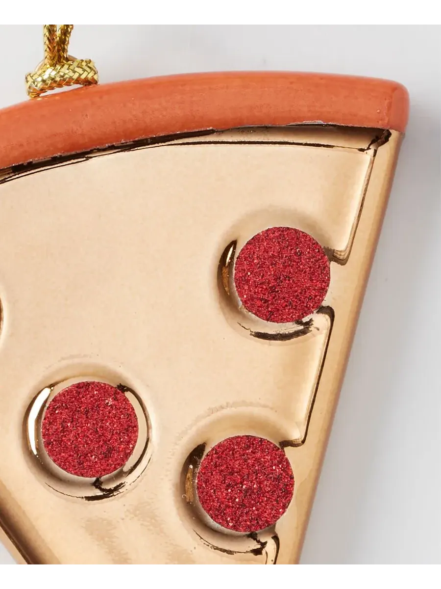 Елочная игрушка из фарфора с золотым шнурком Be Jolly Pizza Slice kate spade new york — изображение 6 из 6, мульти