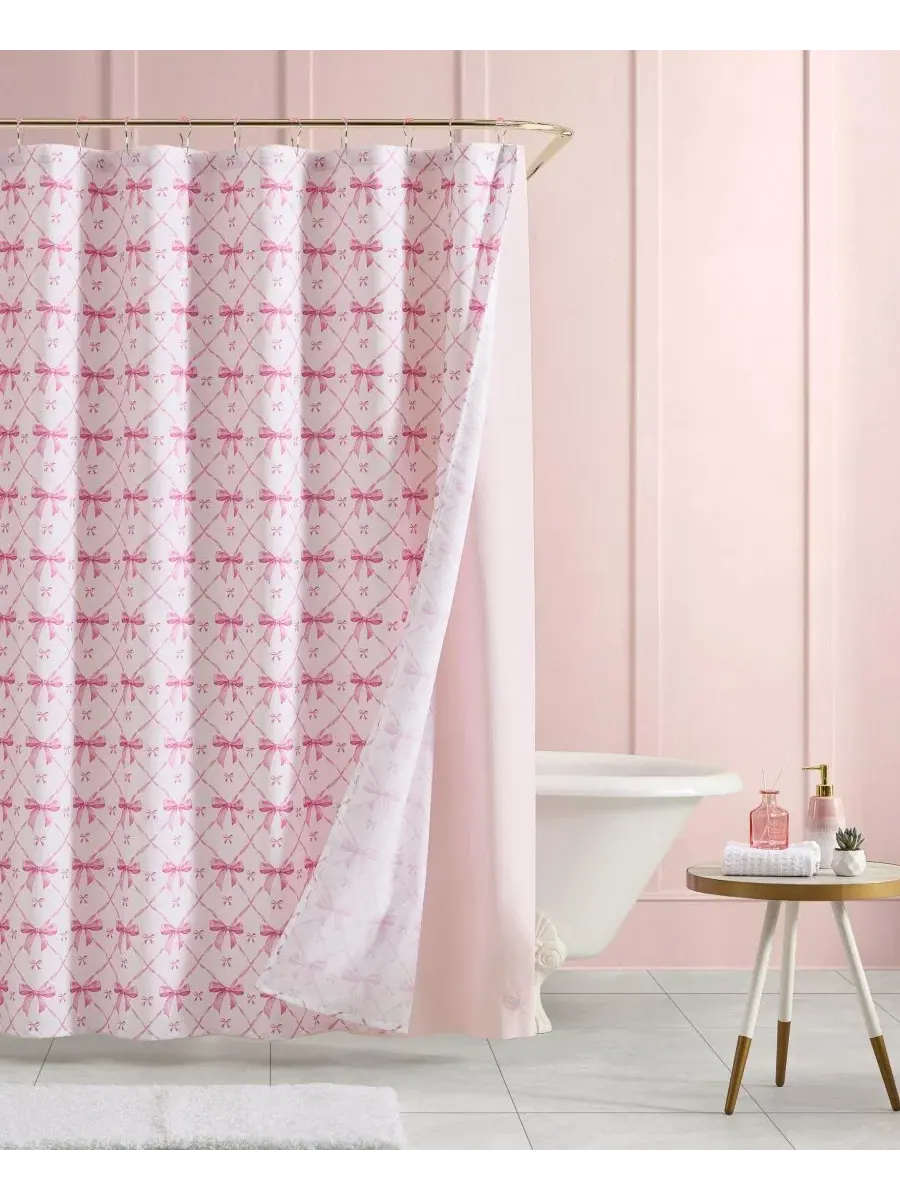Шторка для ванной с принтом Festive Bow Trellis Betsey Johnson — изображение 1 из 3, розовый