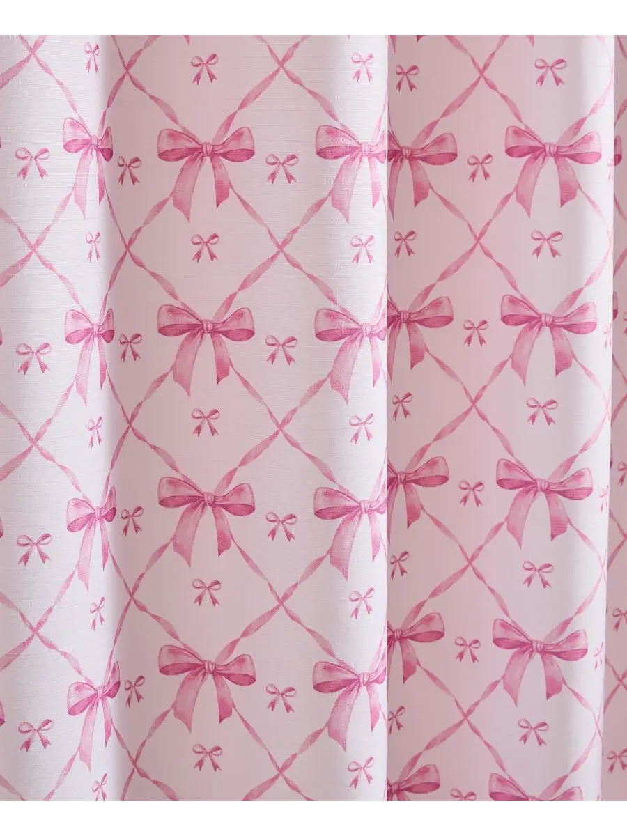 Шторка для ванной с принтом Festive Bow Trellis Betsey Johnson — изображение 3 из 3, розовый