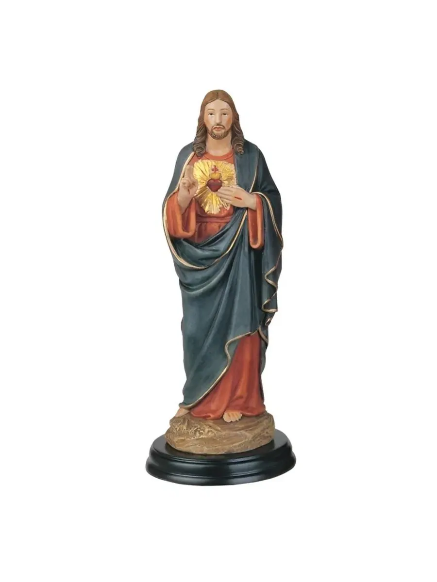 Набор из 2 статуэток Святого Сердца Иисуса высотой 12,5 см (13 см ), украшение для дома, комнаты — изображение 2 из 2, мульти