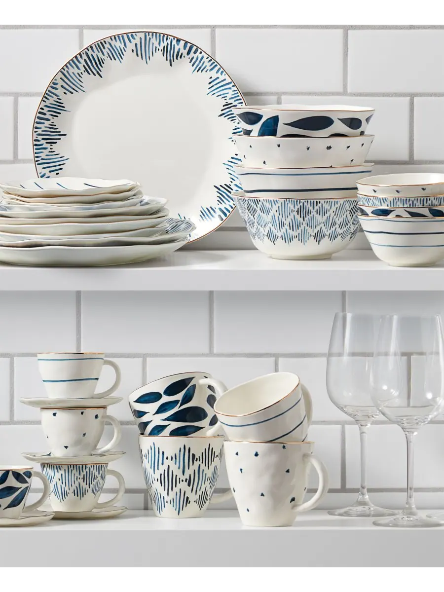 Набор из 4 десертных кружек Blue Bay разных цветов Lenox — изображение 4 из 4, белый синий