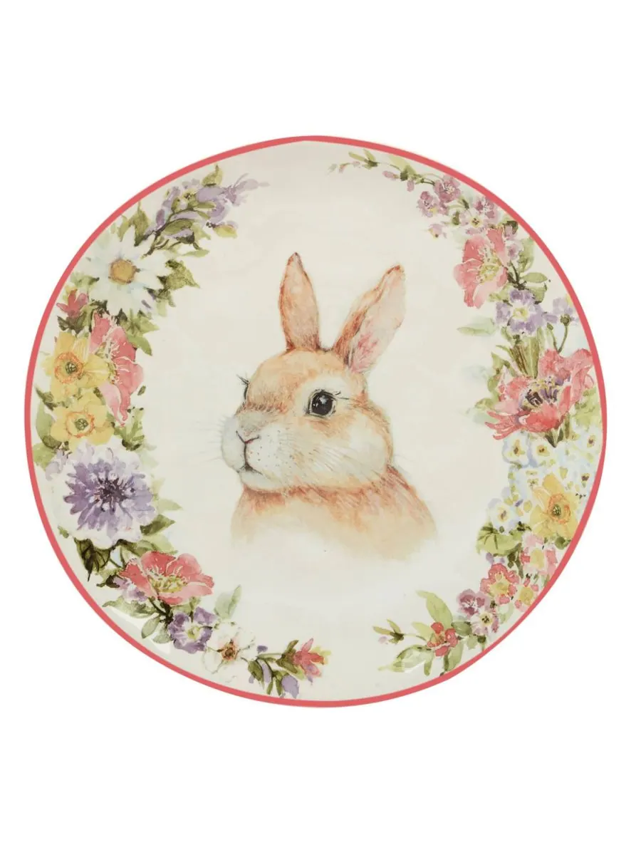 Набор из 4 десертных тарелок Easter Garden, диаметр 8,5 дюймов Certified International — изображение 5 из 5, белый розовый