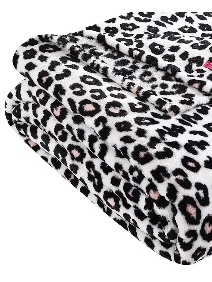 Ультрамягкое плюшевое одеяло Betsey's Leopard Betsey Johnson — изображение 2 из 4, черный розовый