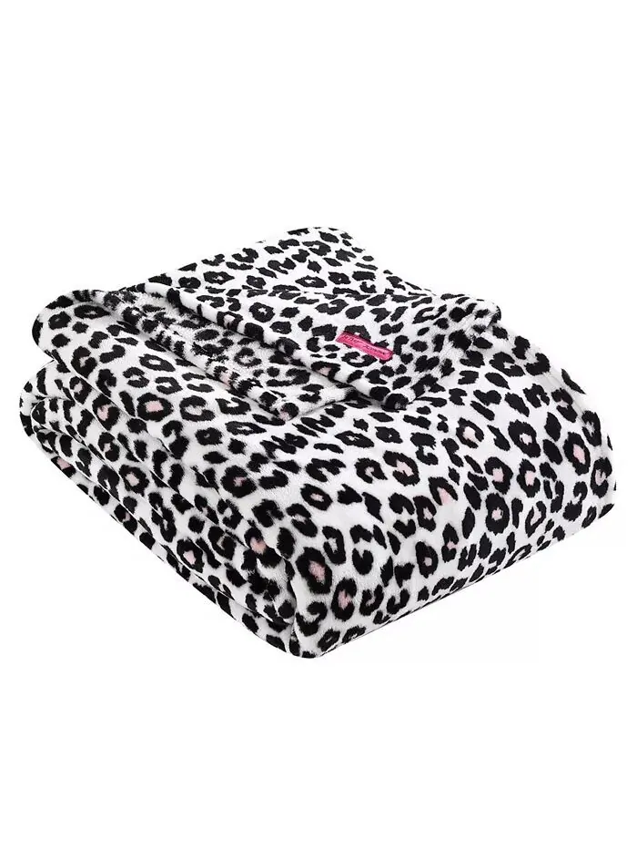Ультрамягкое плюшевое одеяло Betsey's Leopard Betsey Johnson — изображение 4 из 4, черный розовый