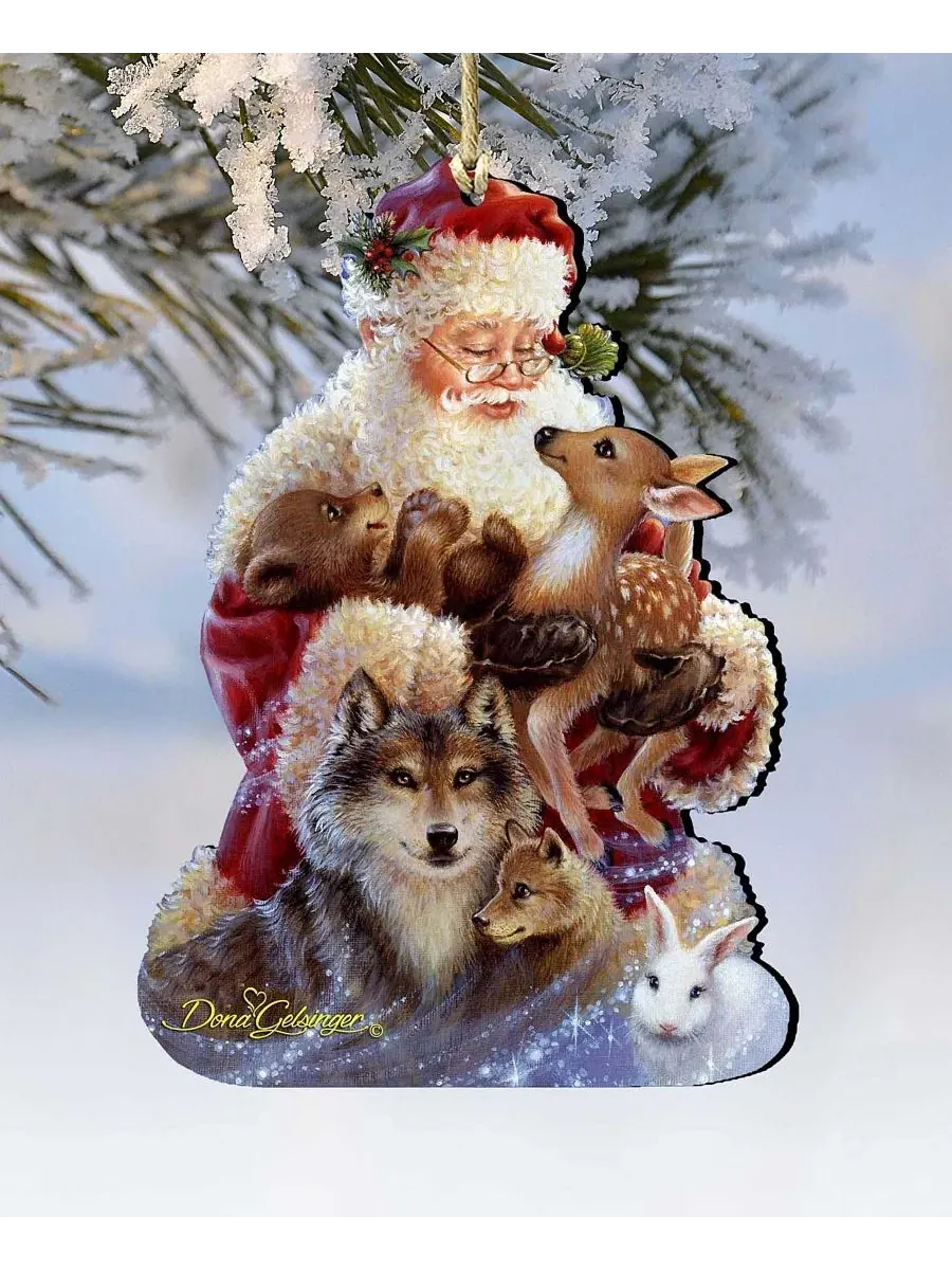 Деревянное украшение Santa Little Friends Designocracy — изображение 3 из 5, мульти