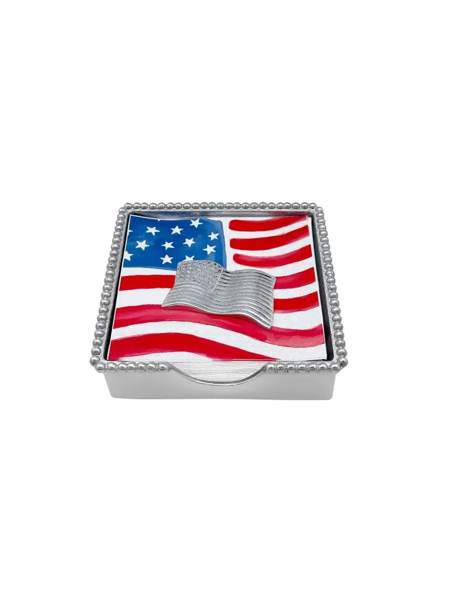 Набор салфетниц с флагом США American Flag Beaded Mariposa — изображение 1 из 3, серебряный