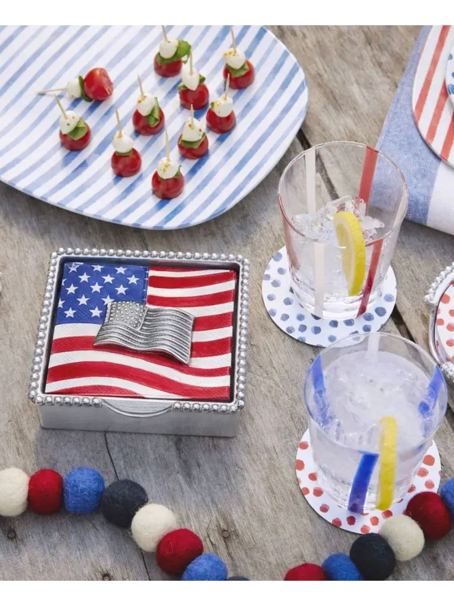 Набор салфетниц с флагом США American Flag Beaded Mariposa — изображение 2 из 3, серебряный