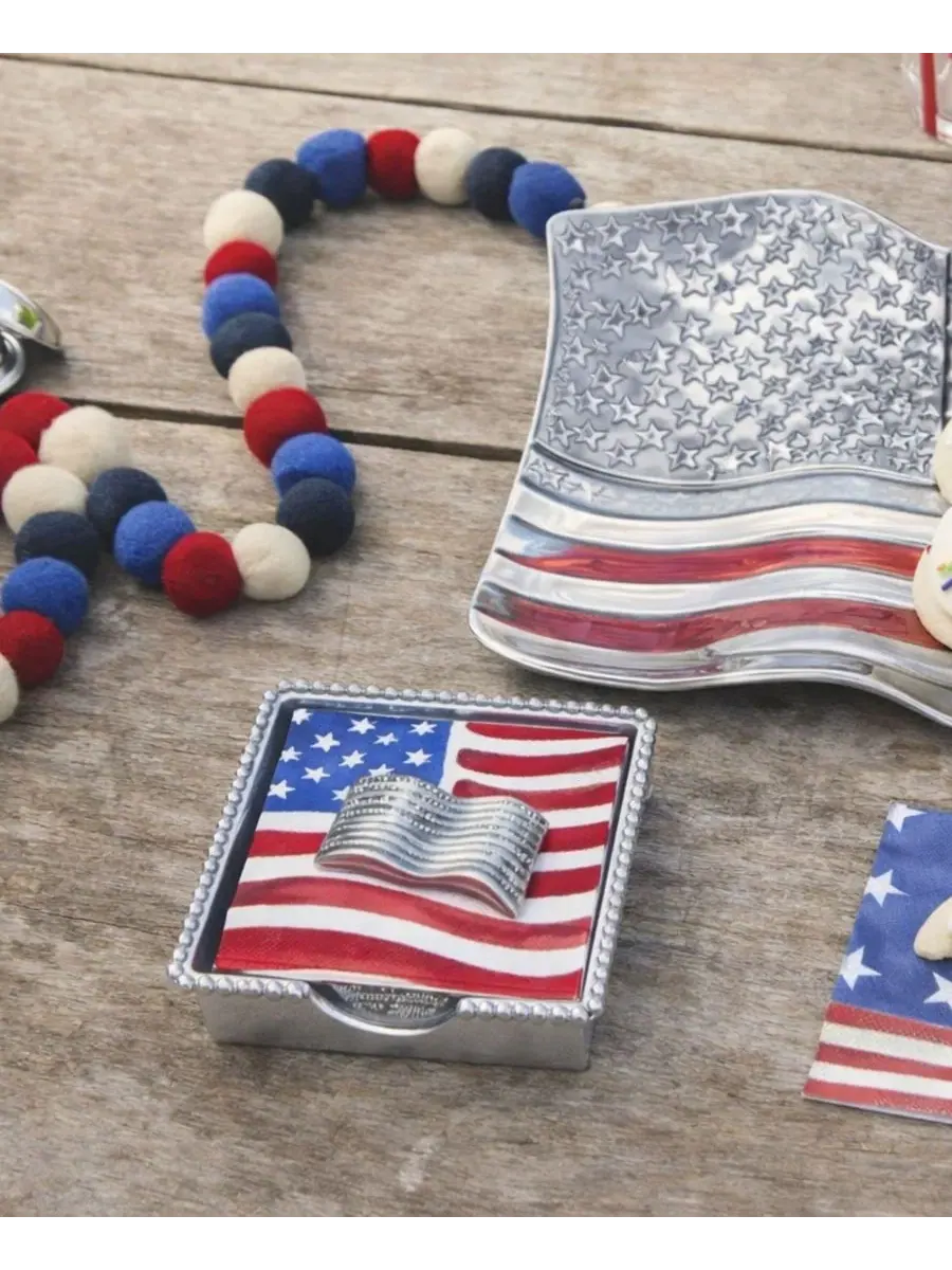 Набор салфетниц с флагом США American Flag Beaded Mariposa — изображение 3 из 3, серебряный