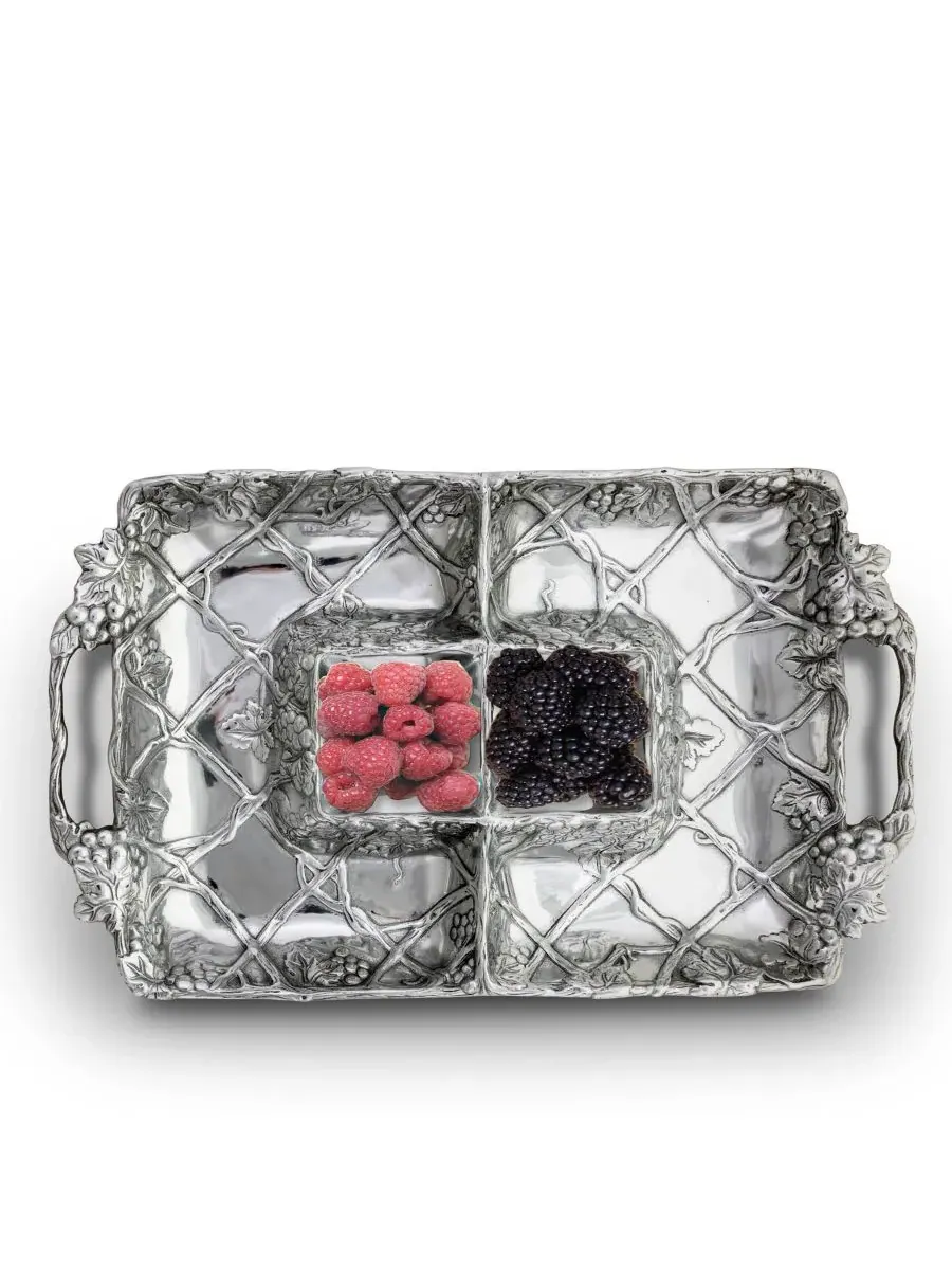 Подставка для напитков Designs Aluminum Grape Entertainment Tray, 4 секции Arthur Court — изображение 3 из 5, серебряный
