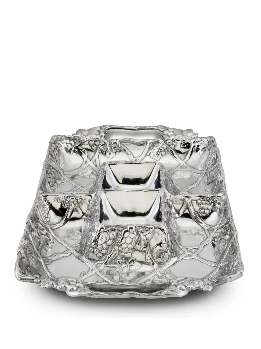 Подставка для напитков Designs Aluminum Grape Entertainment Tray, 4 секции Arthur Court — изображение 5 из 5, серебряный