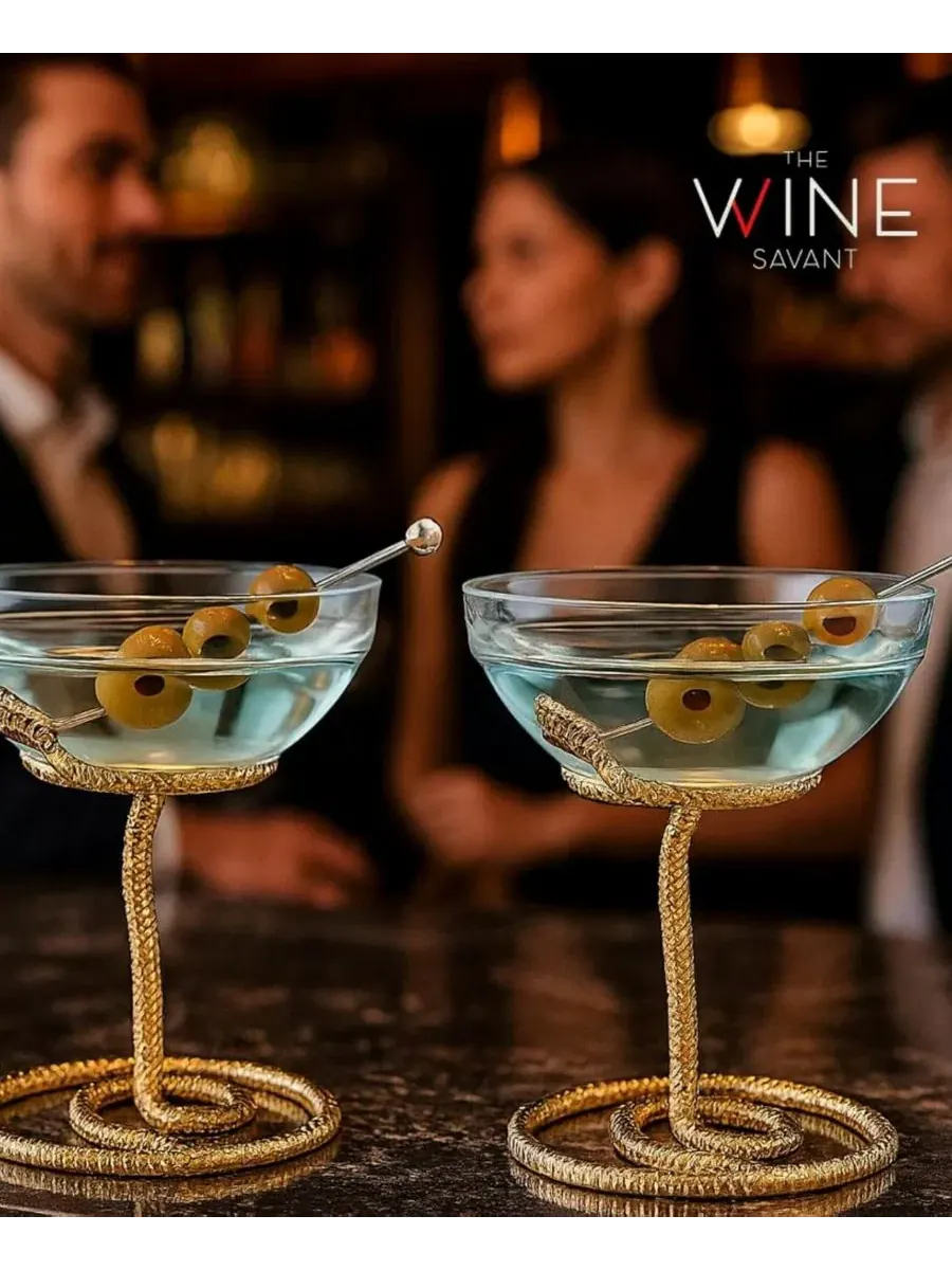Набор из 2 бокалов для коктейлей «Золотая змея» The Wine Savant — изображение 4 из 4, золото