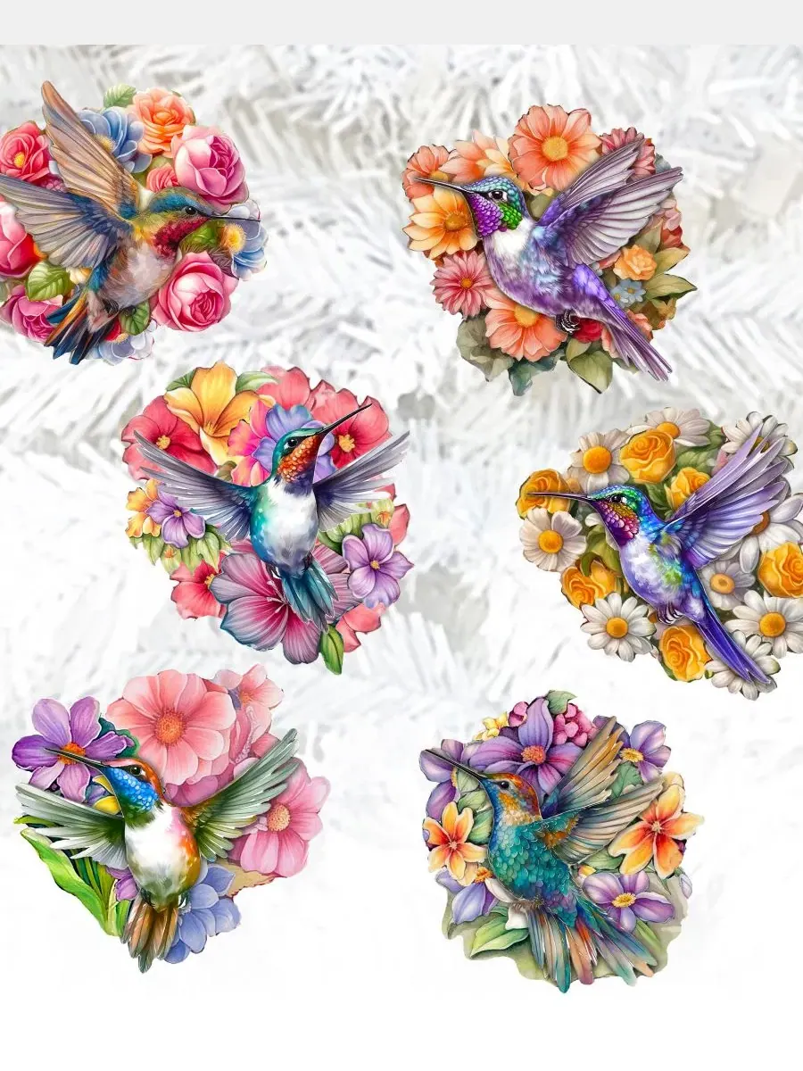 Набор деревянных клипс-украшений на елку Hummingbirds, 6 шт. Designocracy — изображение 2 из 7, мульти