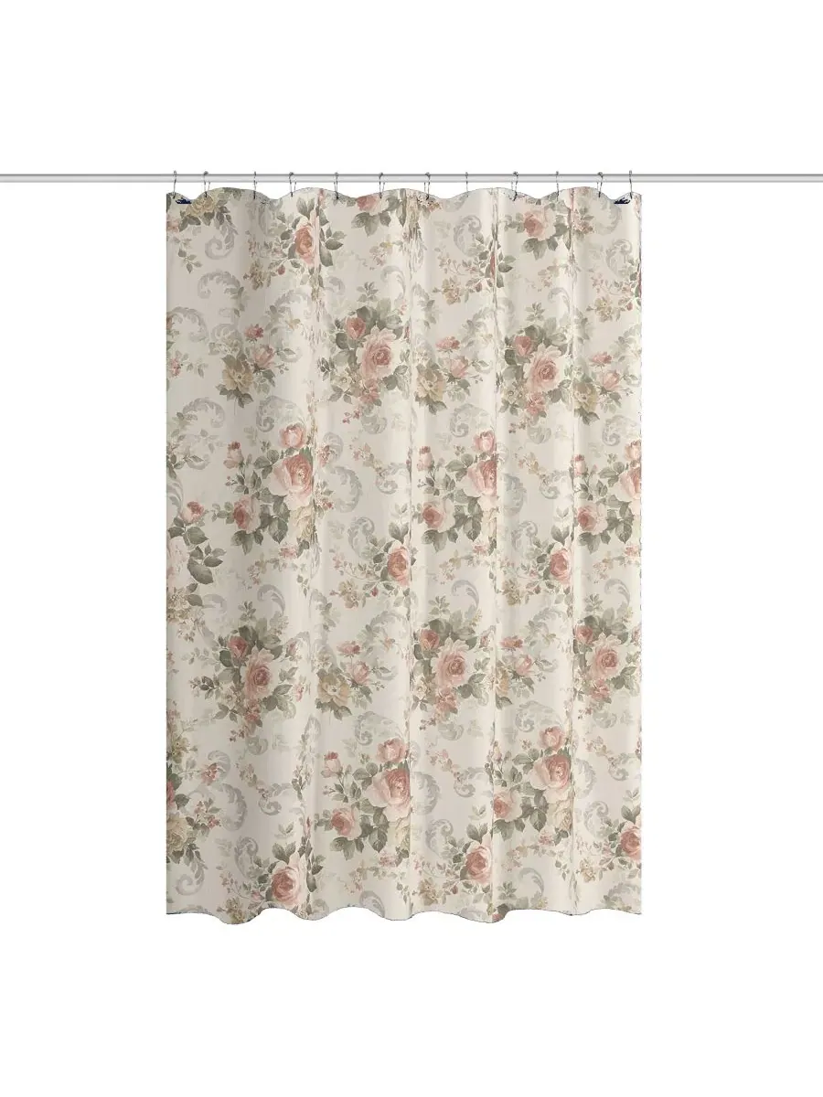 Шторка для ванной Chablis, 183 x 178 см, с цветочным принтом Royal Court — изображение 3 из 3, розовый золотистый