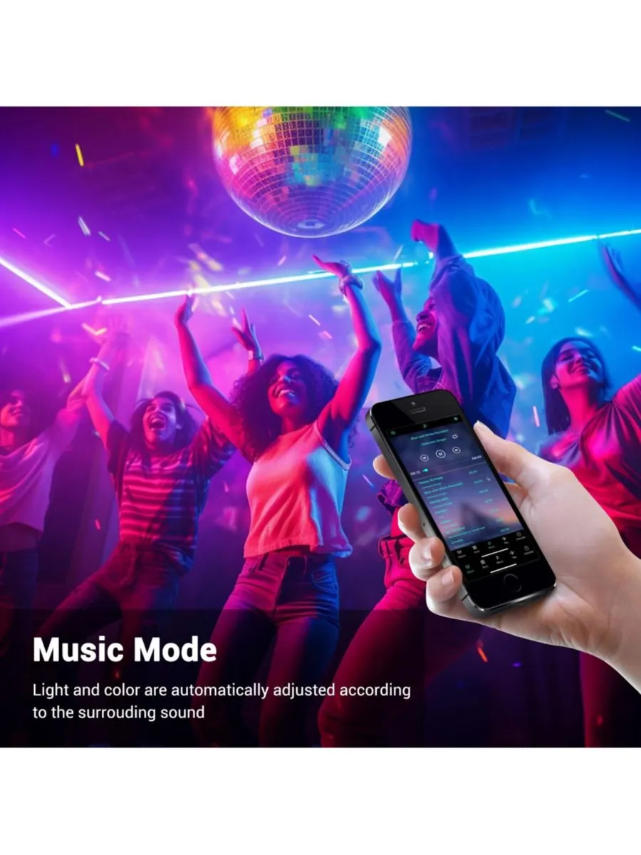 DELight Неоновая RGB-лента DEL-D150R длиной 150 футов с дистанционным управлением и приложением — изображение 4 из 10, мульти