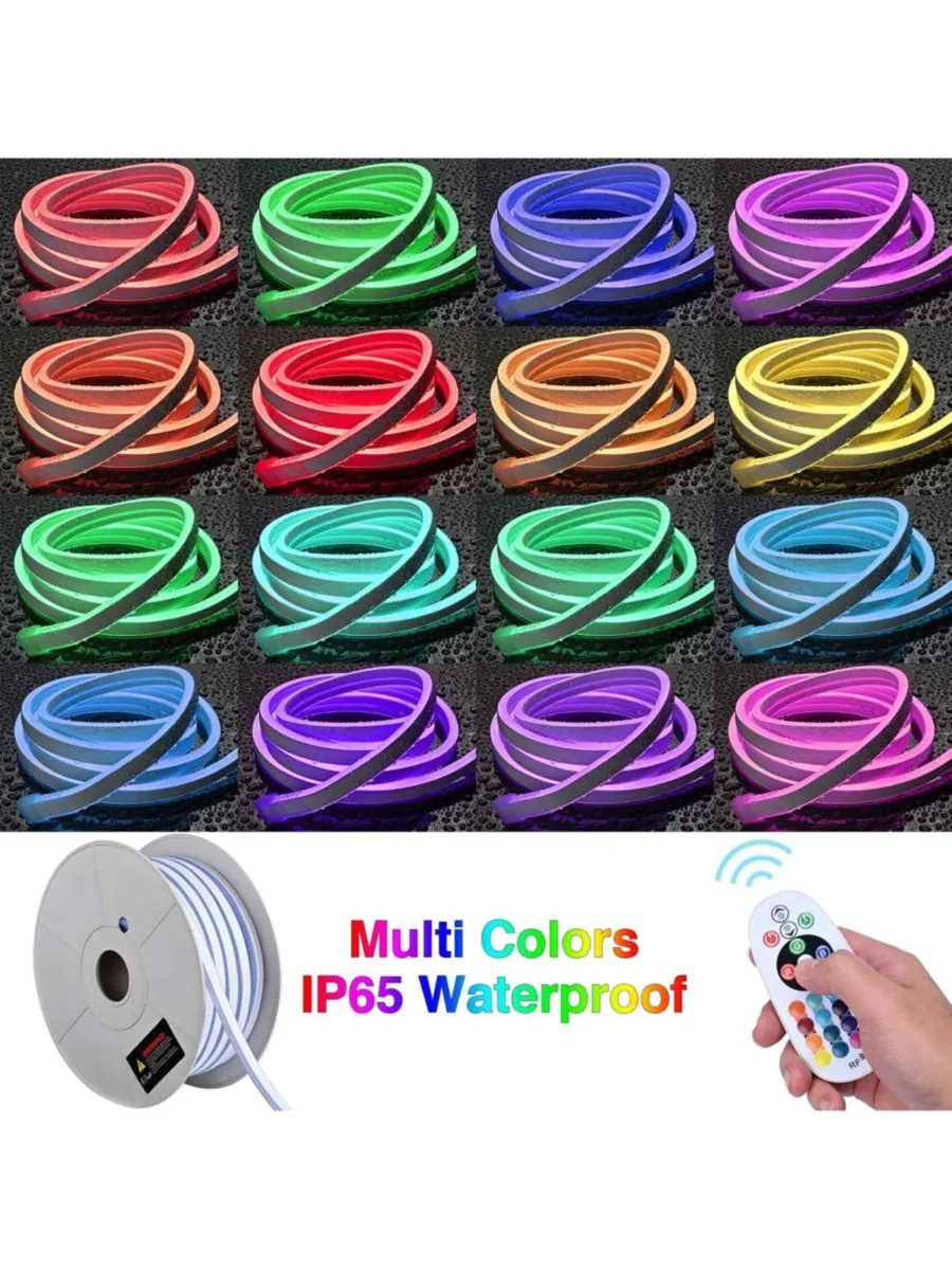 DELight Неоновая RGB-лента DEL-D150R длиной 150 футов с дистанционным управлением и приложением — изображение 5 из 10, мульти