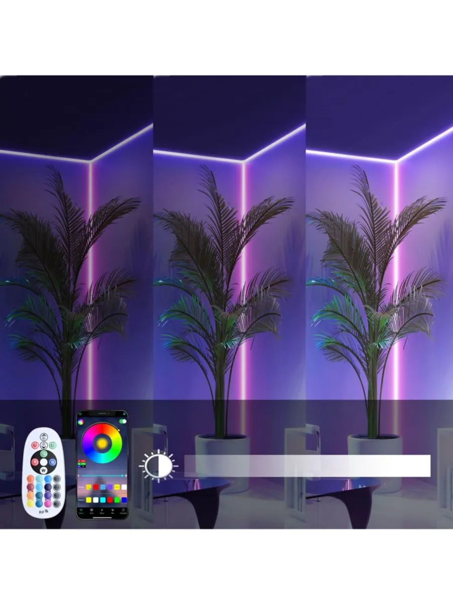 DELight Неоновая RGB-лента DEL-D150R длиной 150 футов с дистанционным управлением и приложением — изображение 6 из 10, мульти