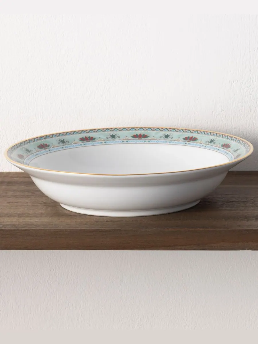 Набор из 4 обеденных мисок Serene Garden с ободком, 10 дюймов, 25 унций Noritake — изображение 4 из 4, зеленый