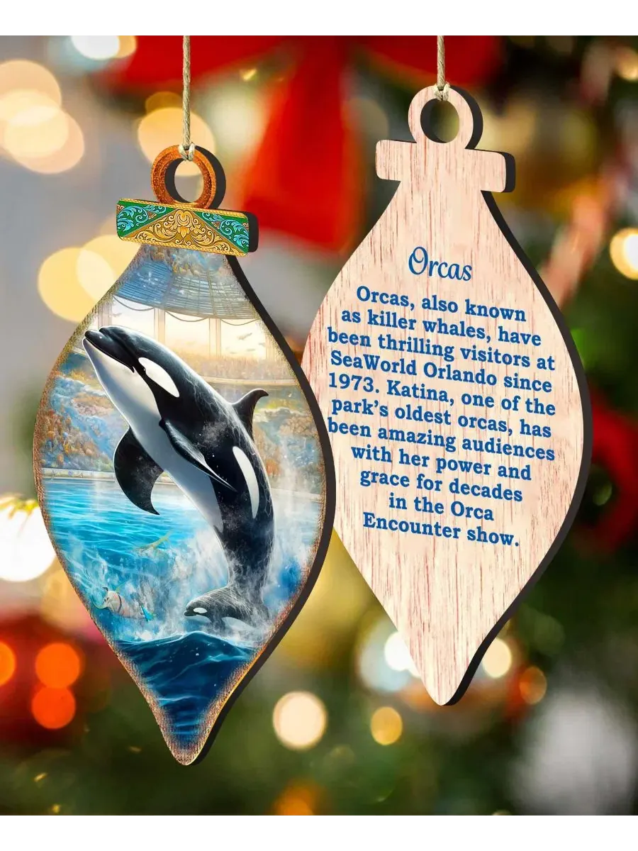 Набор елочных игрушек из дерева Sea Life Wooden Ornaments Designocracy — изображение 3 из 8, мульти
