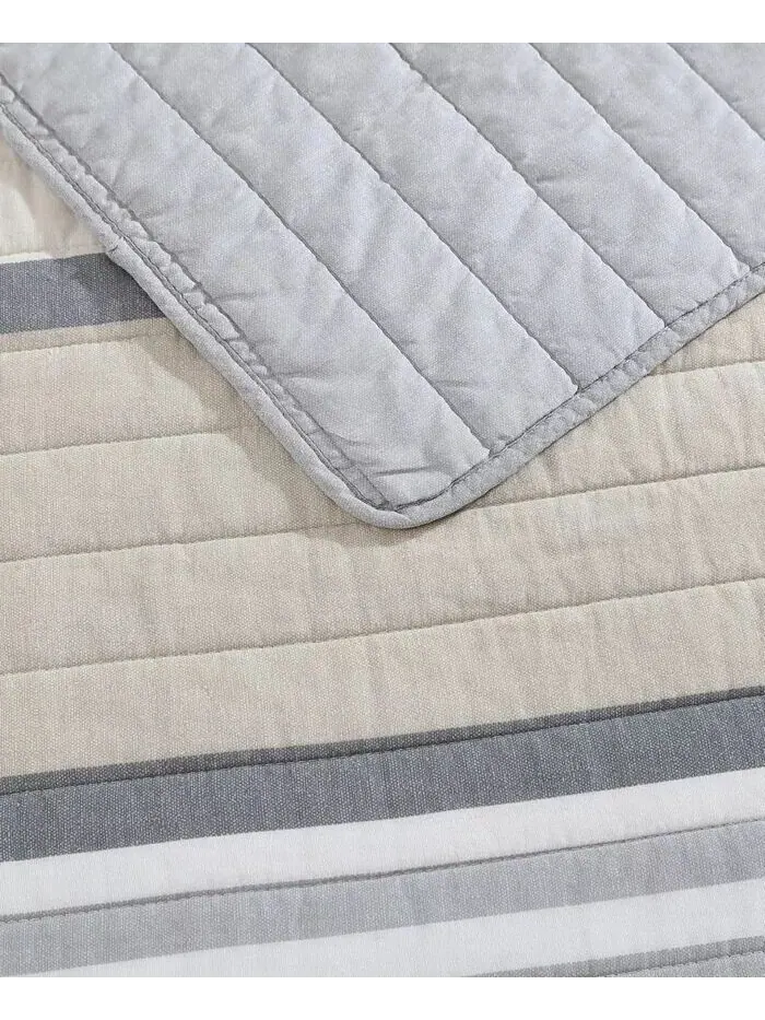 Двусторонние одеяла в полоску Dover Stripe Nautica — изображение 2 из 6, бежевый/серый