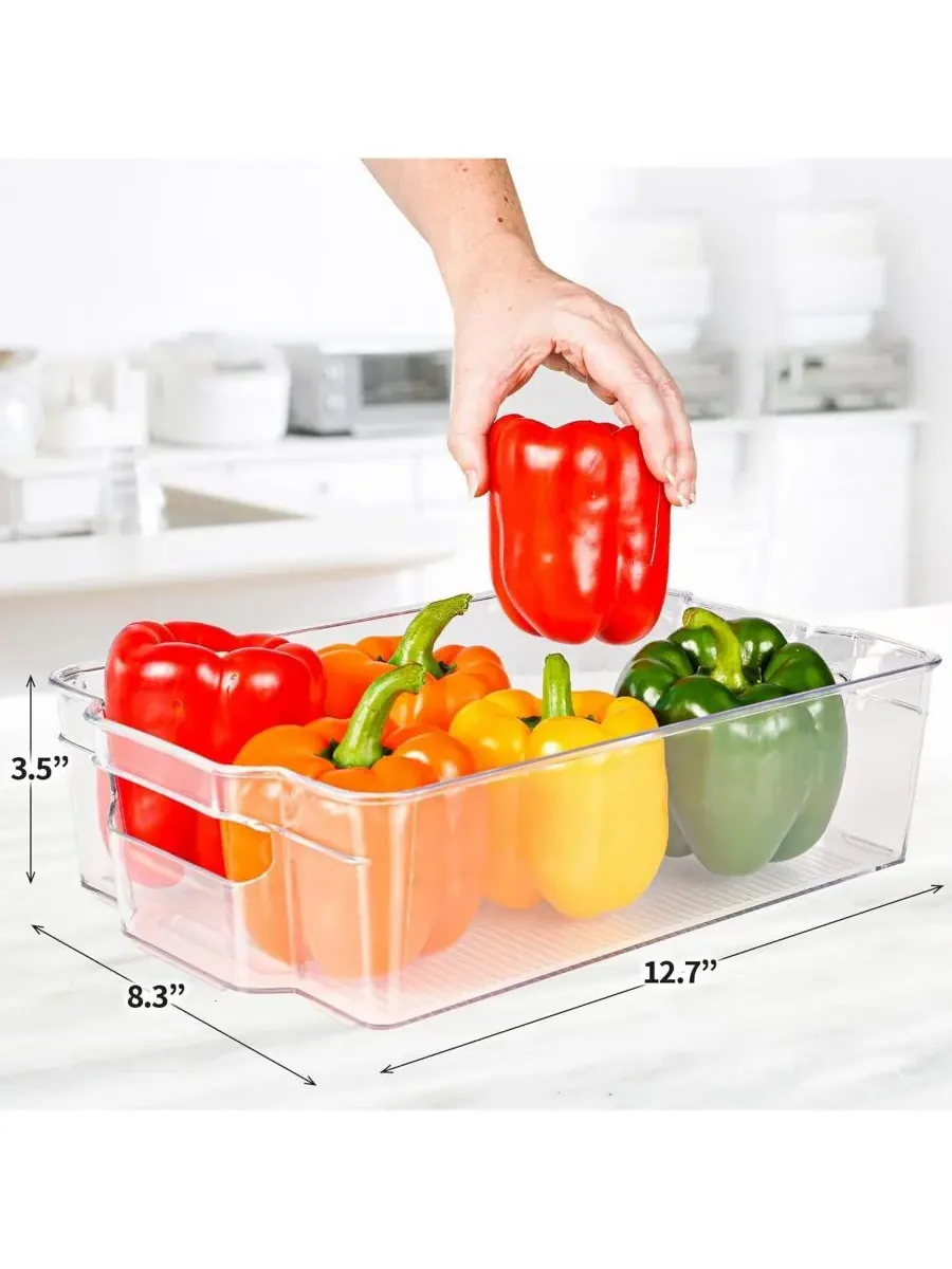Набор из 4 прозрачных контейнеров-органайзеров для холодильника Zulay Kitchen — изображение 2 из 7, прозрачный