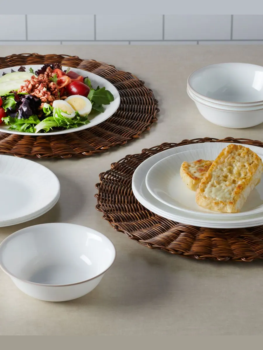 Набор посуды Hushed Lines из 12 предметов, на 4 персоны Corelle — изображение 6 из 8, белый
