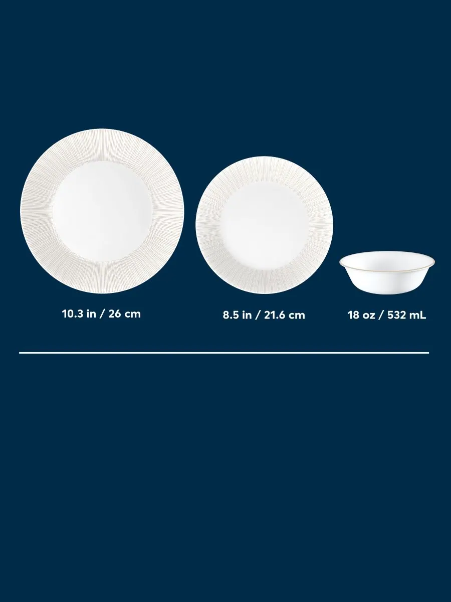 Набор посуды Hushed Lines из 12 предметов, на 4 персоны Corelle — изображение 8 из 8, белый